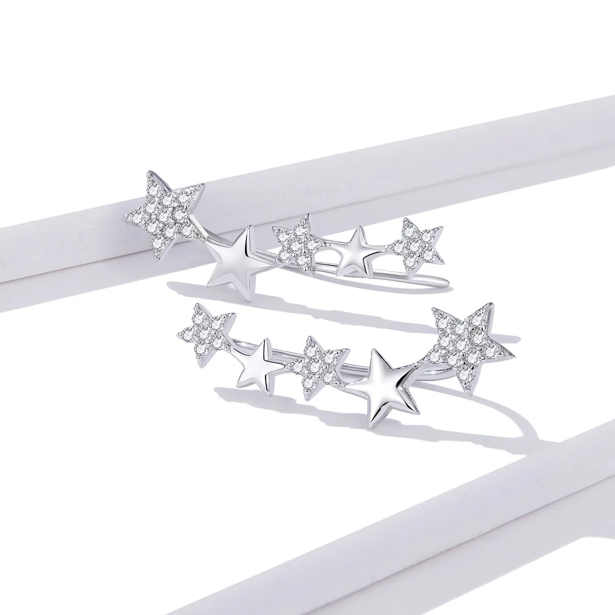 Pandora Style Silver Shining Stars ørepynt - BSE351