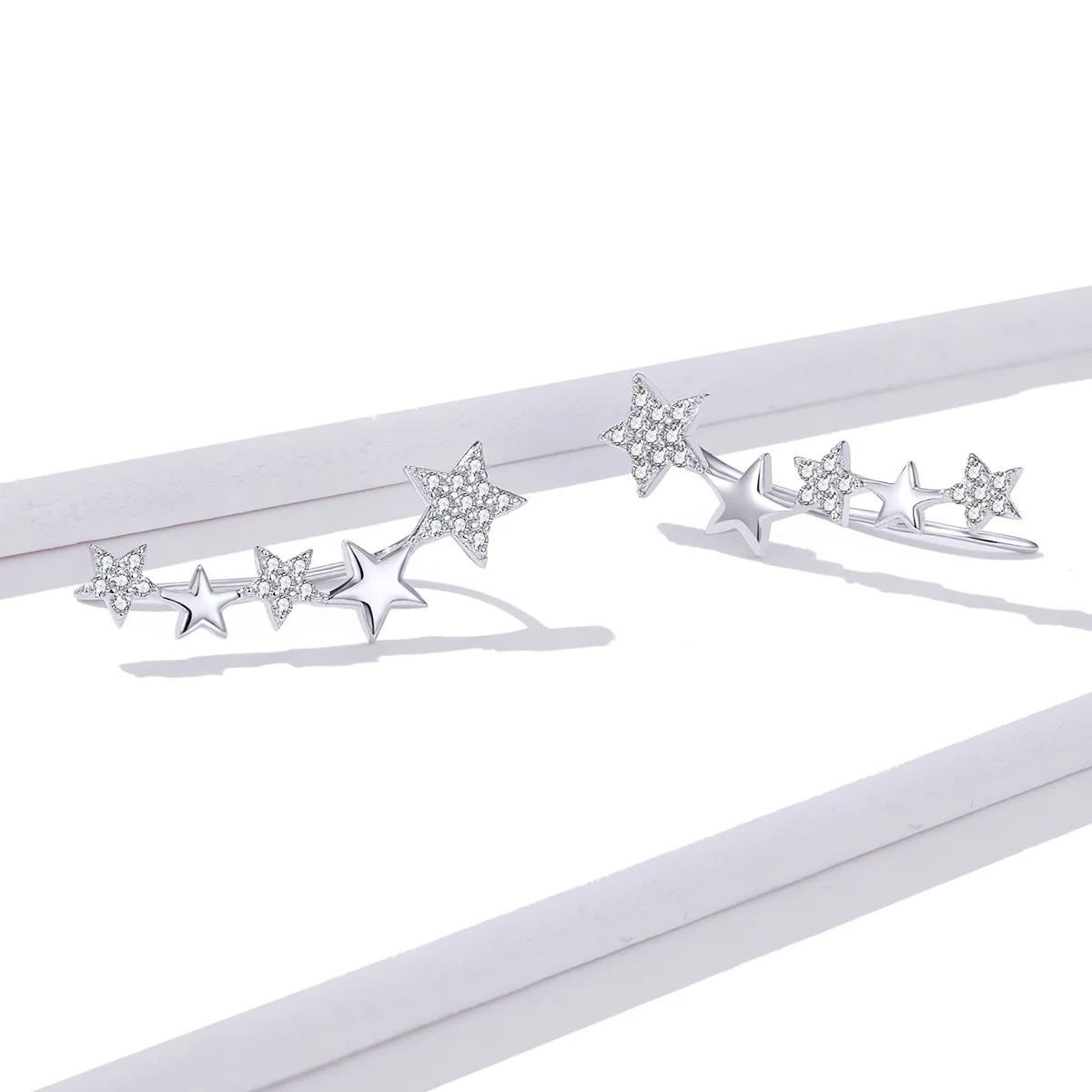 Pandora Style Silver Shining Stars ørepynt - BSE351
