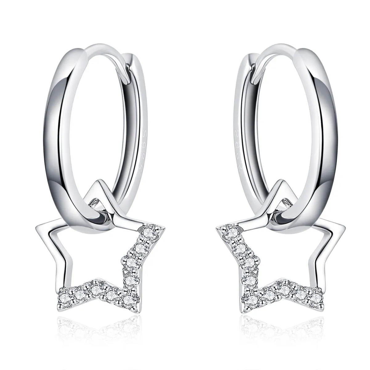 Pandora Style Silver Starry Dangle øredobber - BSE276