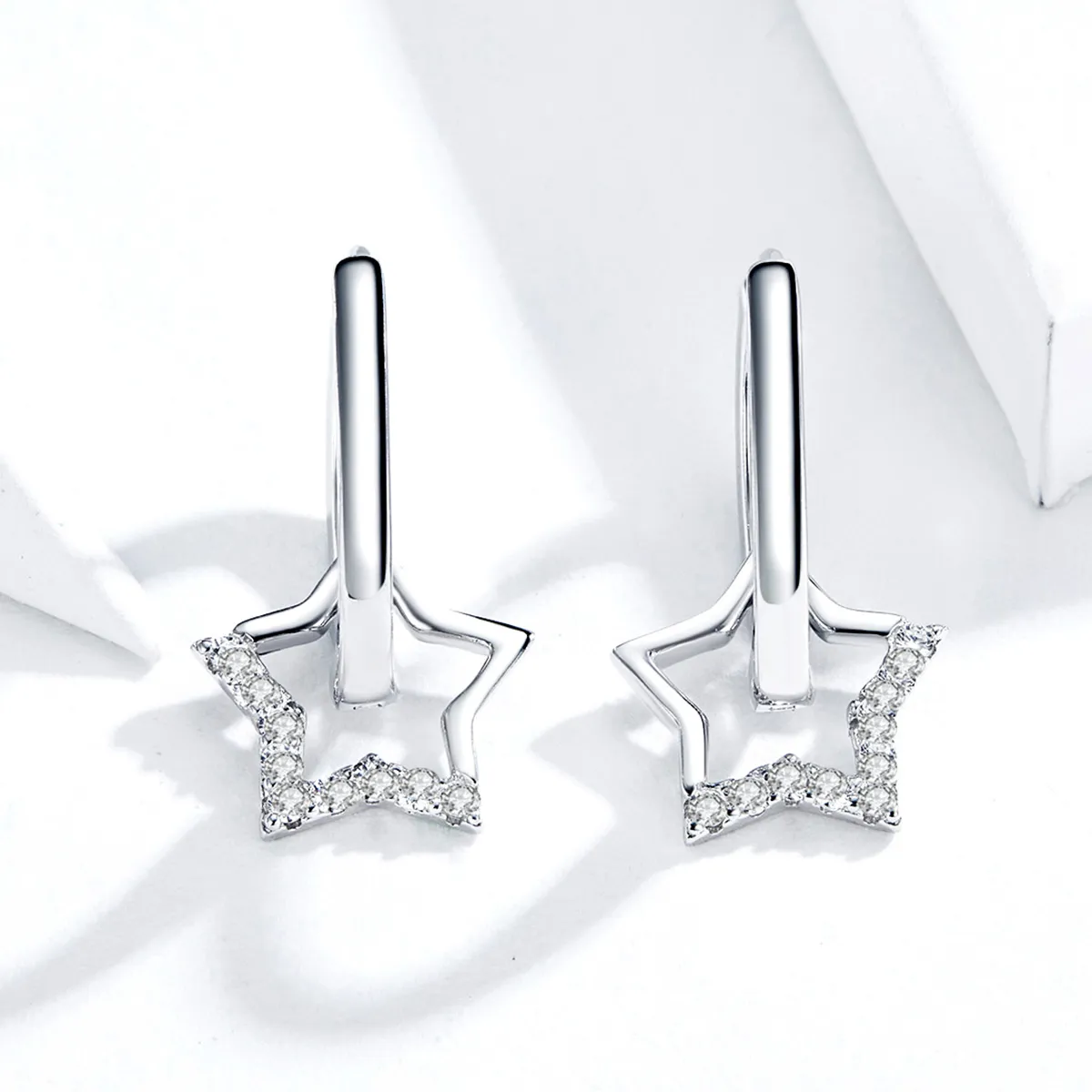 Pandora Style Silver Starry Dangle øredobber - BSE276