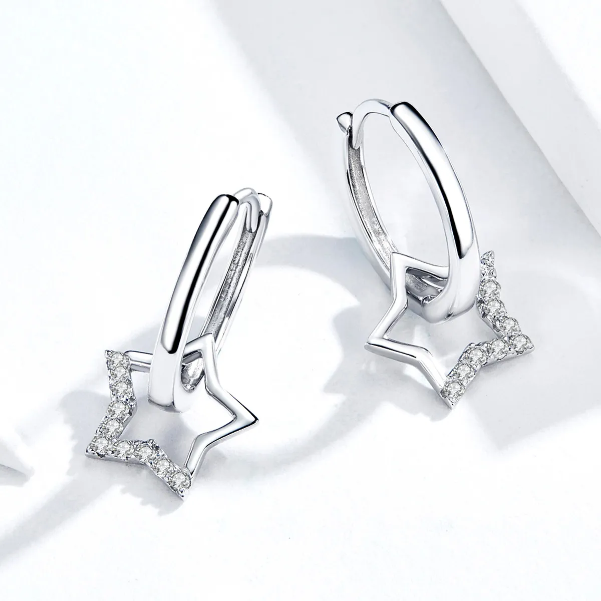 Pandora Style Silver Starry Dangle øredobber - BSE276