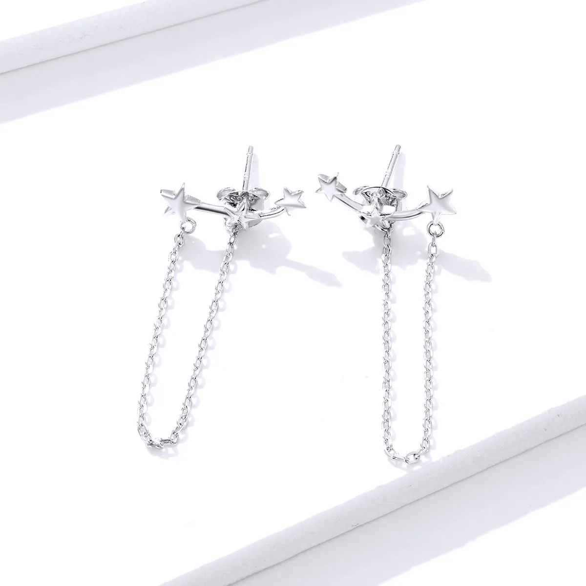 Pandora Style Silver Starry Dangle øredobber - BSE361