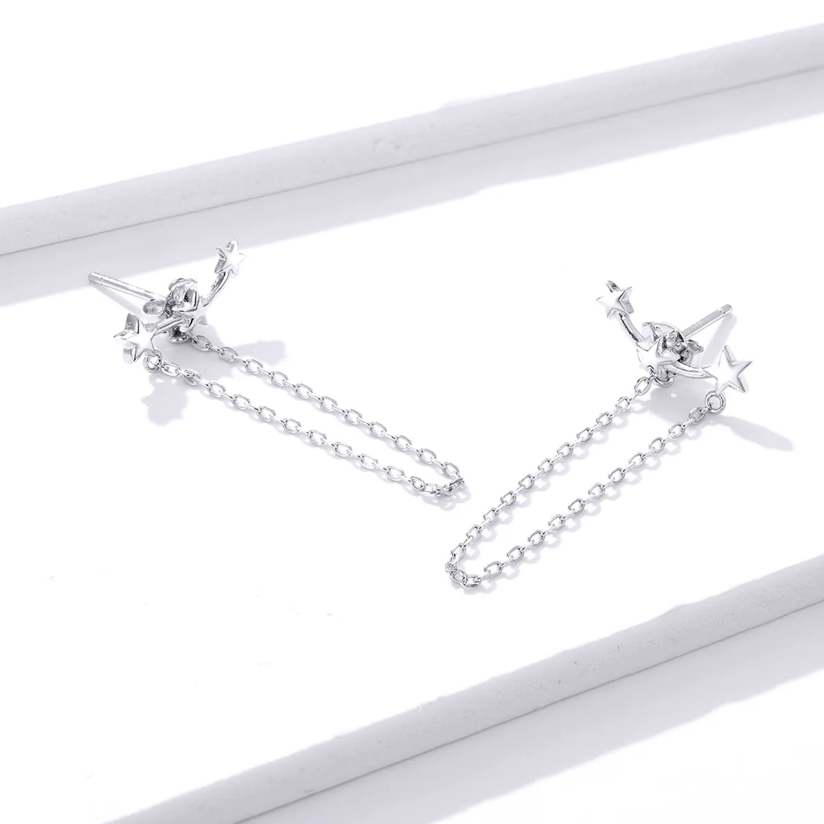 Pandora Style Silver Starry Dangle øredobber - BSE361