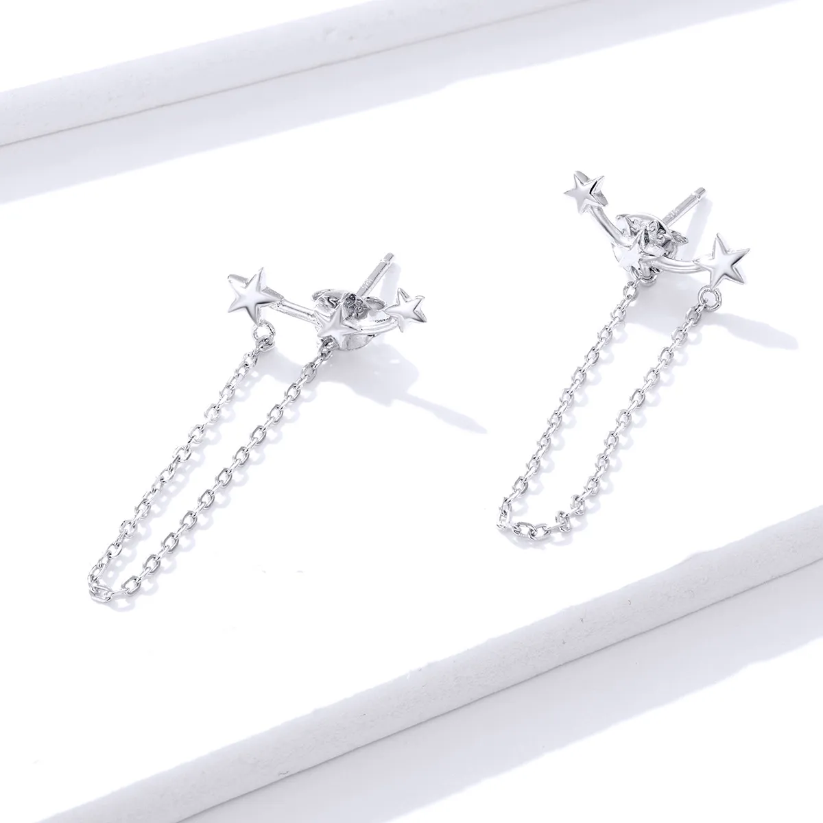 Pandora Style Silver Starry Dangle øredobber - BSE361