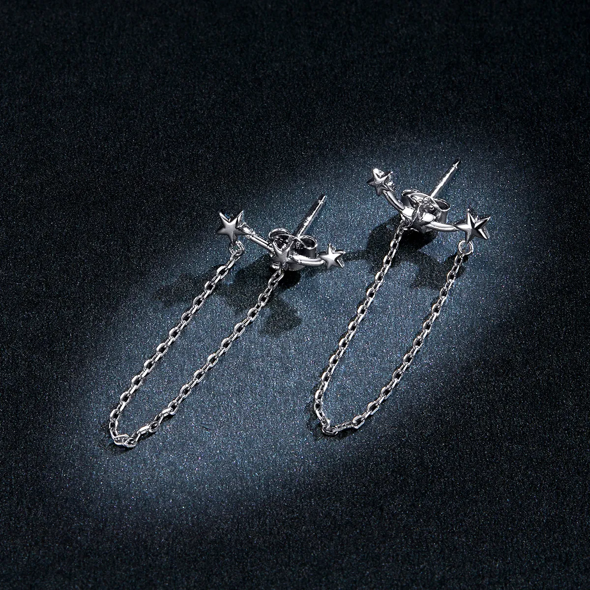 Pandora Style Silver Starry Dangle øredobber - BSE361