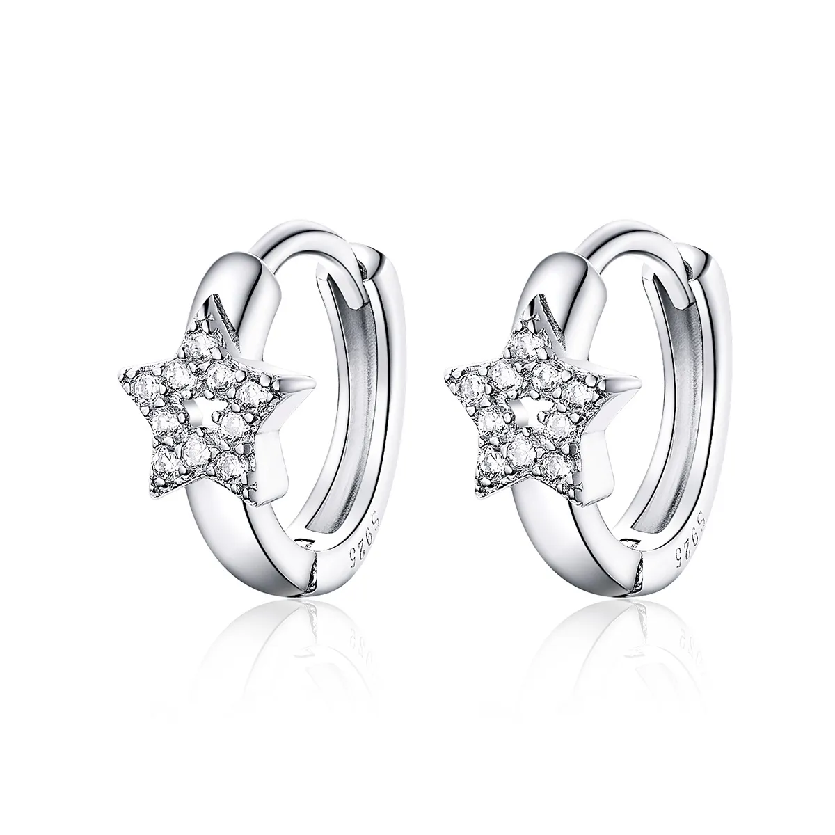 pandora style silver starry light hoop øredobber bse172