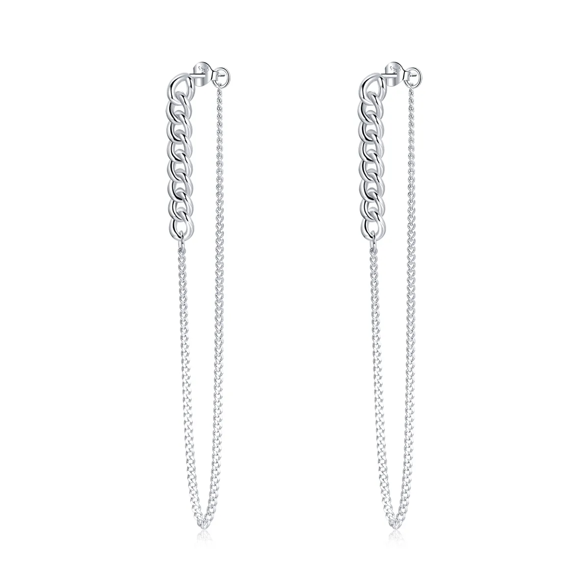 pandora style silver vintage chain dangle øredobber sce1011
