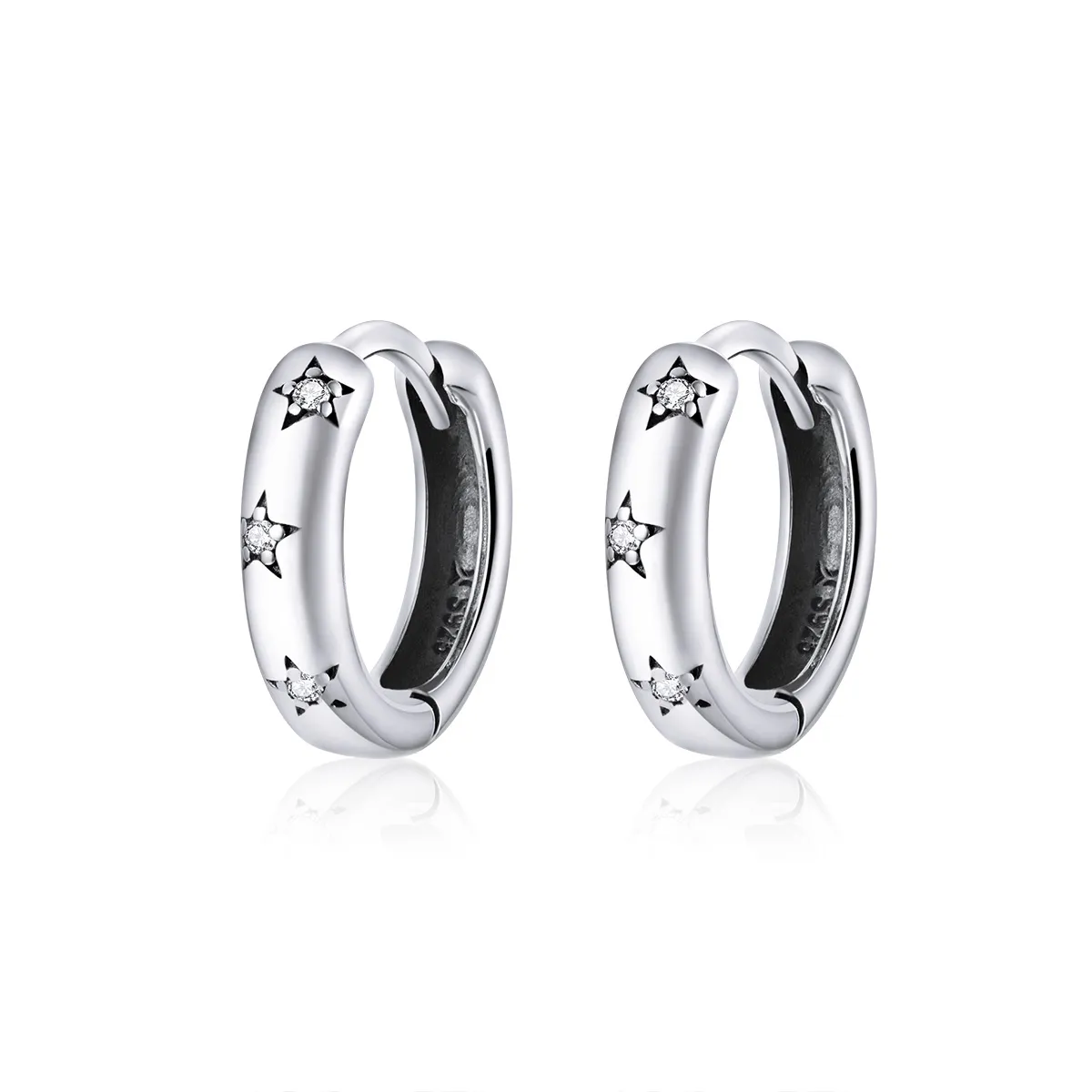 Pandora Style Sølv Anti-Allergy Stars Hoop øredobber - SCE873