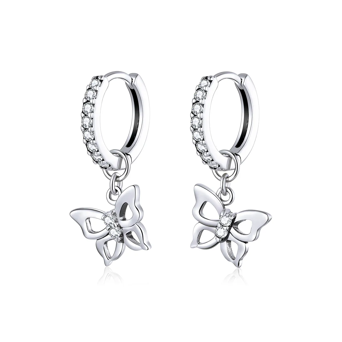 pandora style sølv butterfly dingle øredobber sce833