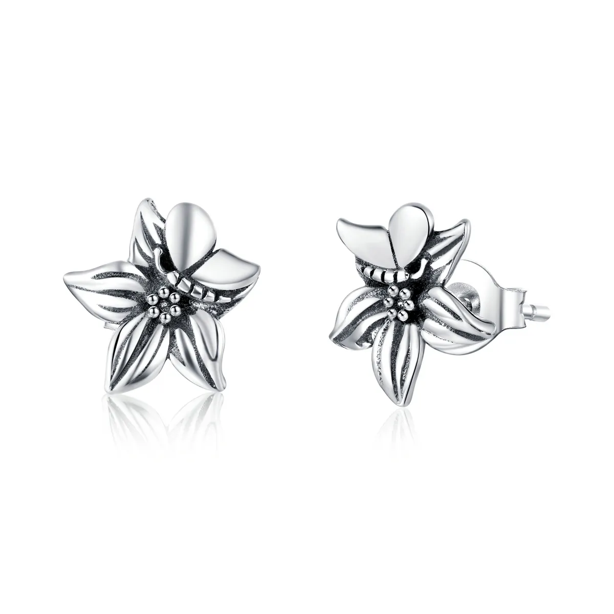 pandora style sølv butterfly love flowers stud øredobber sce887
