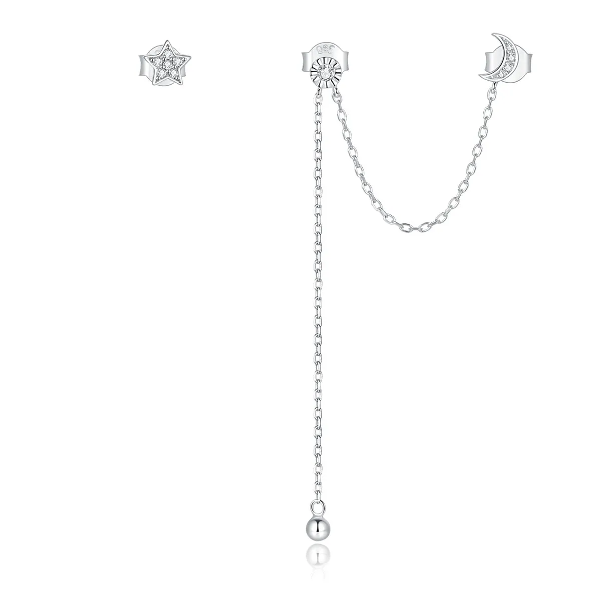 pandora style sølv dreamy moon stars dangle øredobber bse431