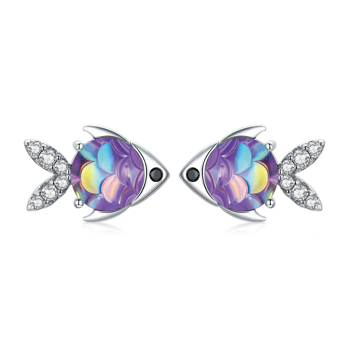 pandora style sølv happy little fish stud øredobber sce1028