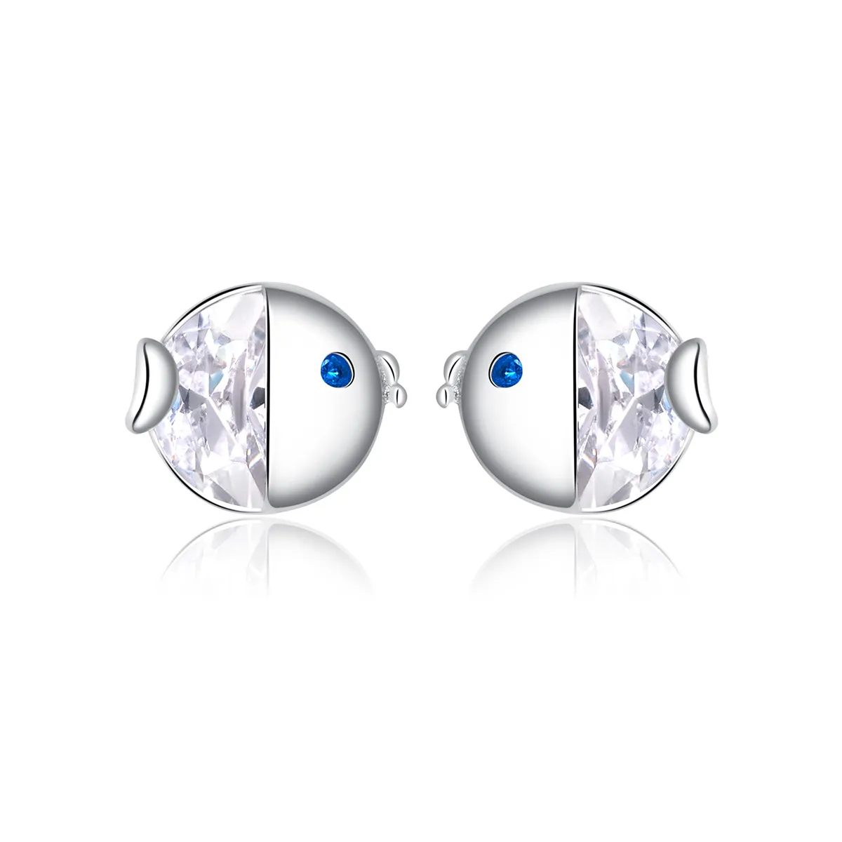 pandora style sølv kyssende fish stud øredobber bse204