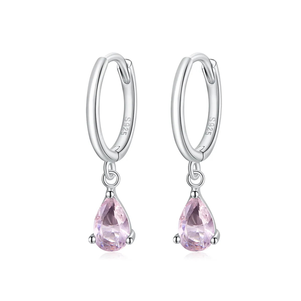 pandora style sølv rosa drop dangle øredobber sce1018 pk