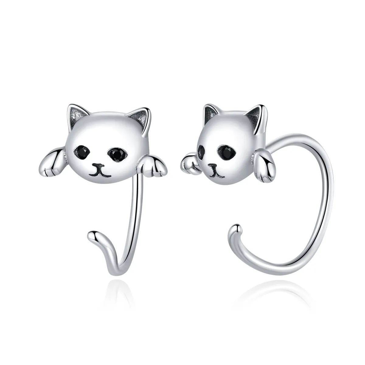 pandora style sølv søt cat hoop øredobber sce965