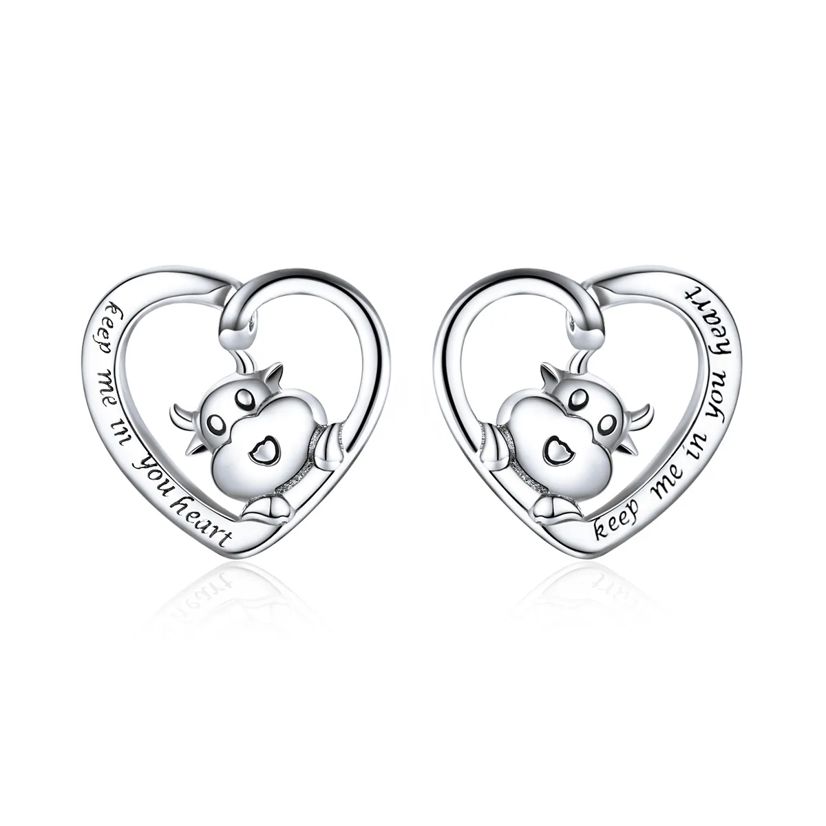 Pandora Style Sølv Søte Cow Stud øredobber - SCE984