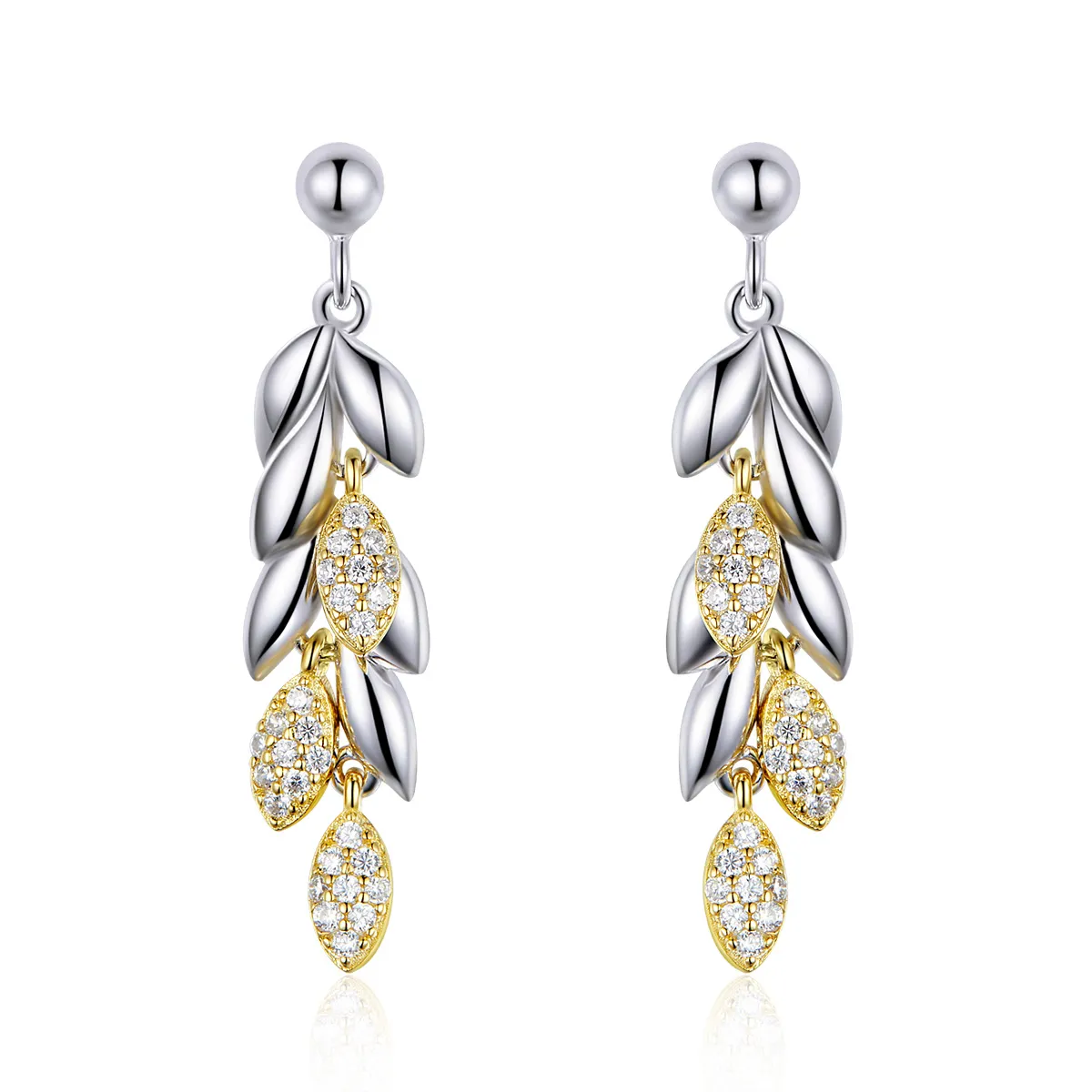 pandora style two tone bicolor to farge wheat spike dangle øredobber bse025