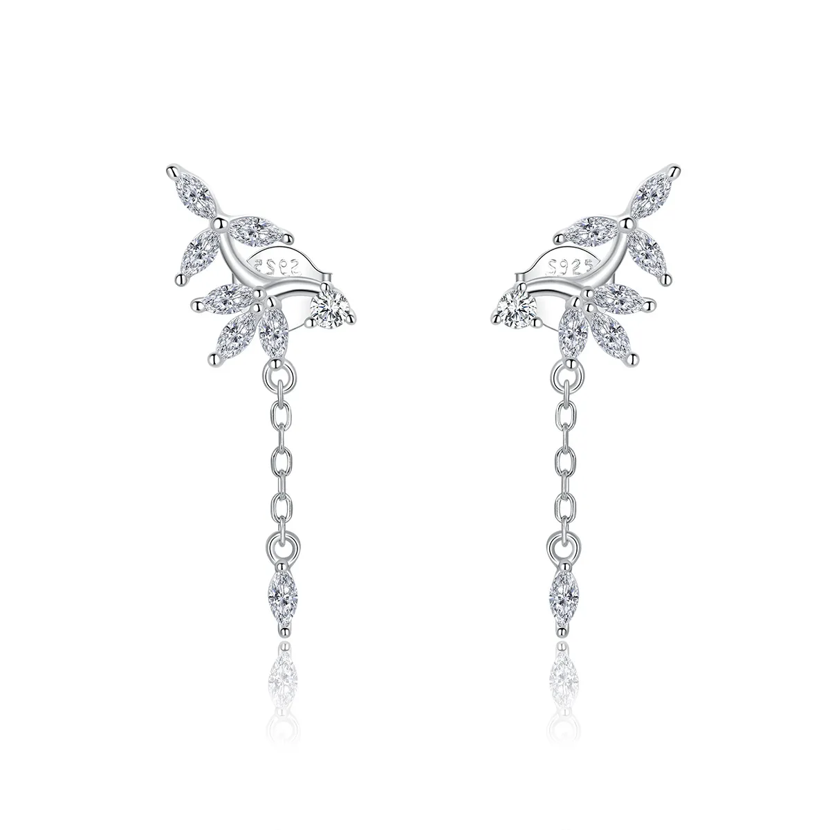 Pandora-stil sølv skinnende blomst Dangle øredobber - BSE350
