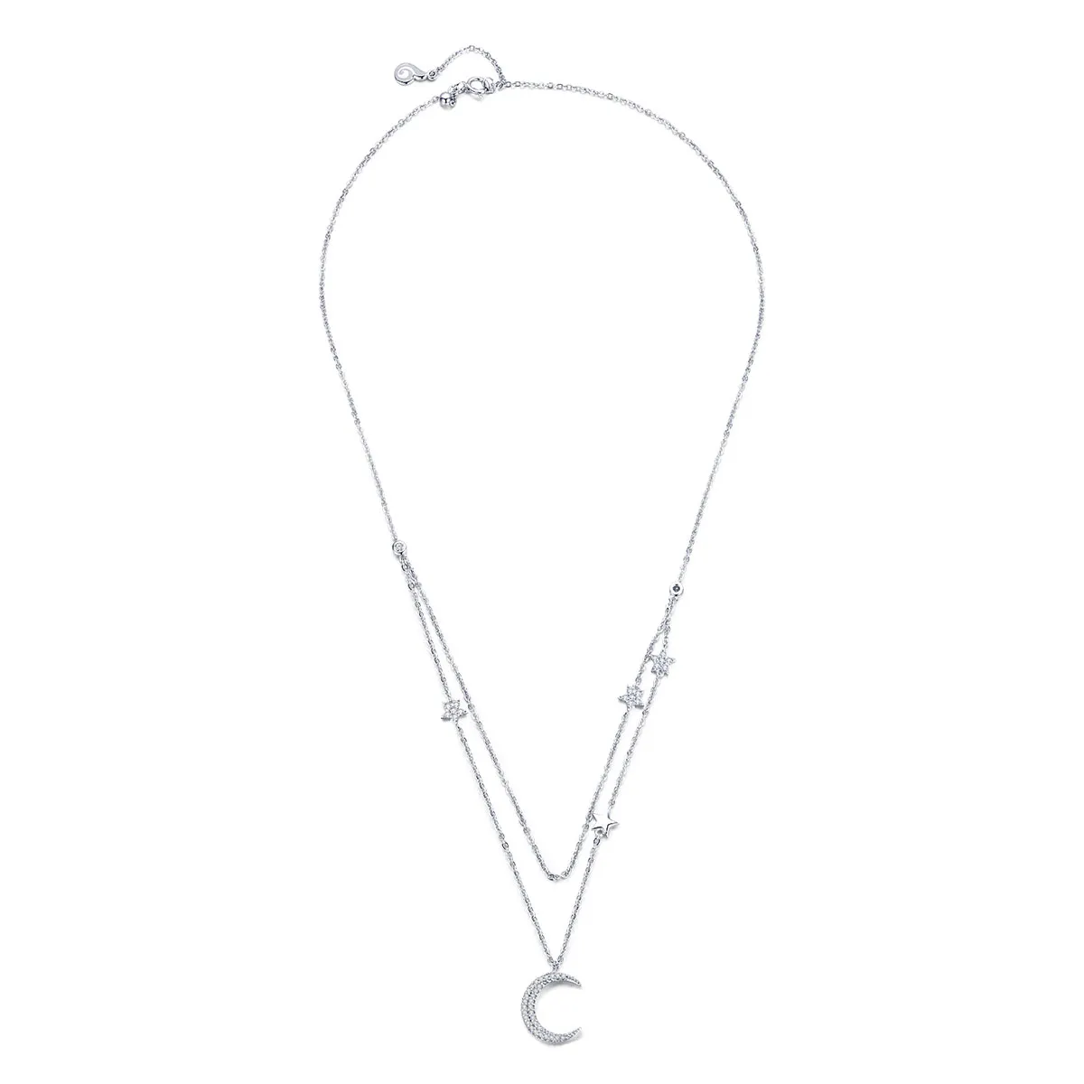 pandora style silver moon stars anheng halskjede bsn038