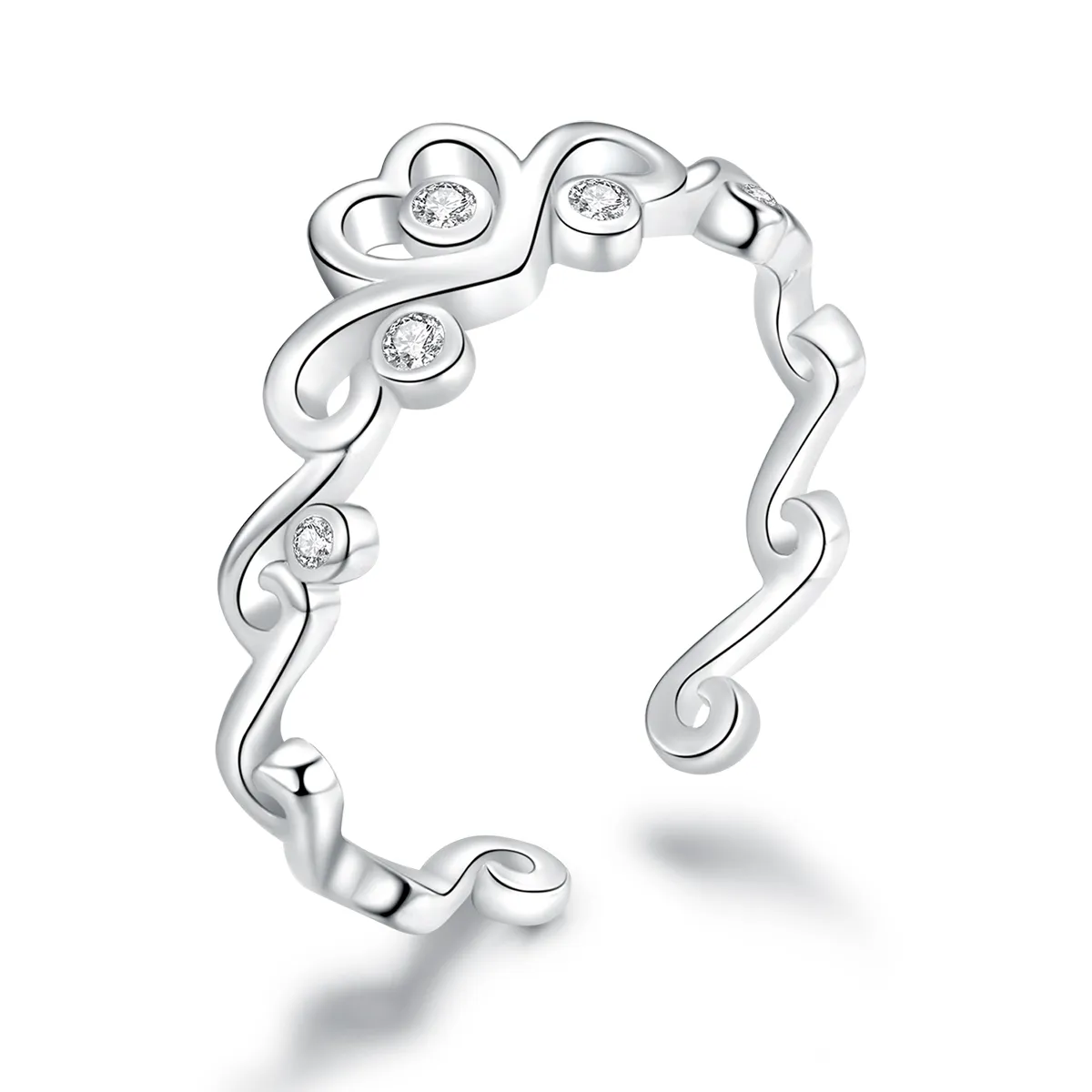 pandora style silver crown open ring bsr105