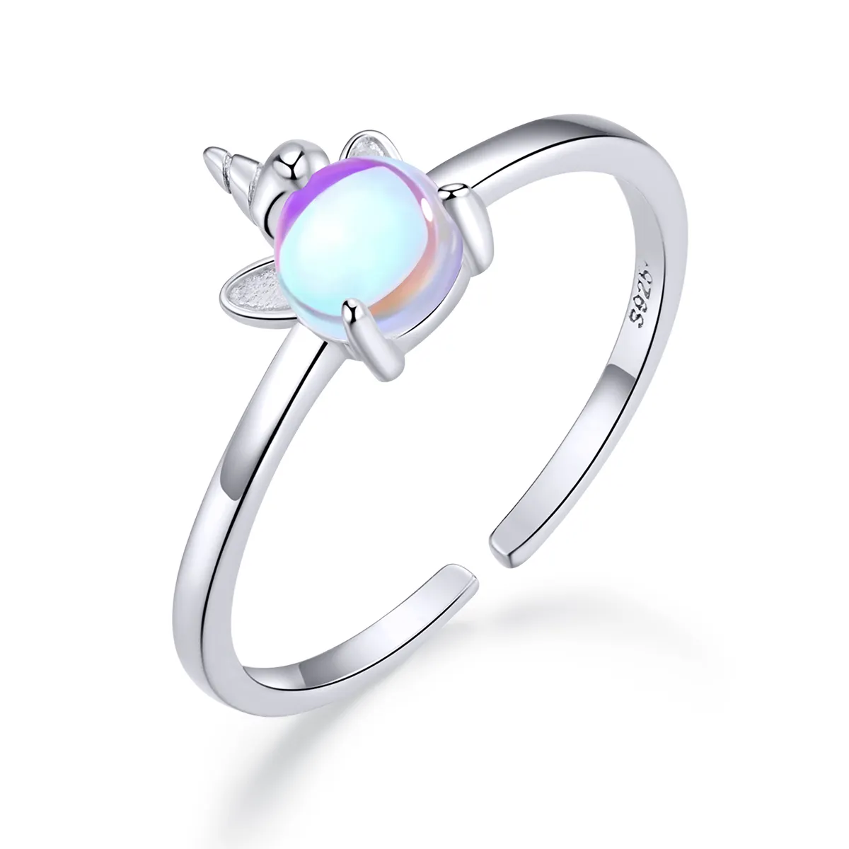 pandora style silver fancy unicorn åpen ring scr642