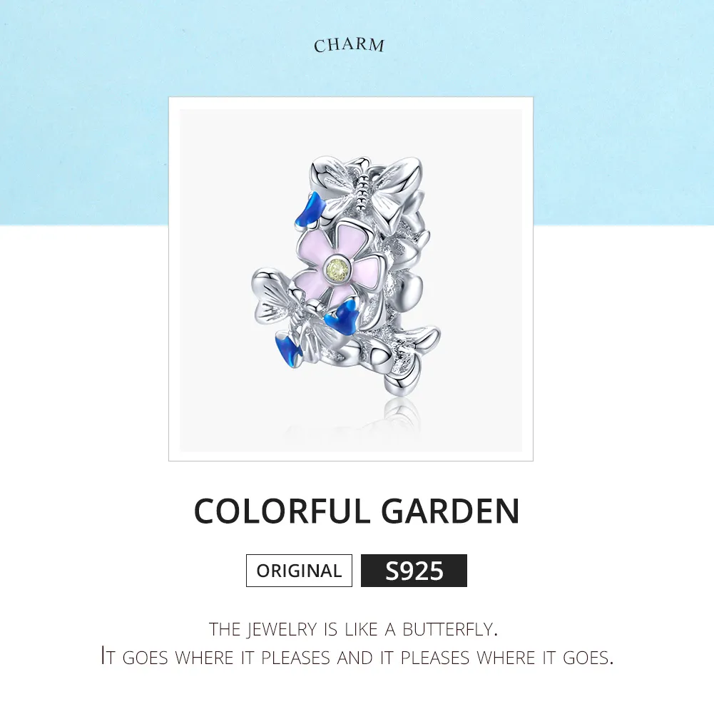 Pandora Style Sølv Fargerik Hage Spacer Charm - BSC288