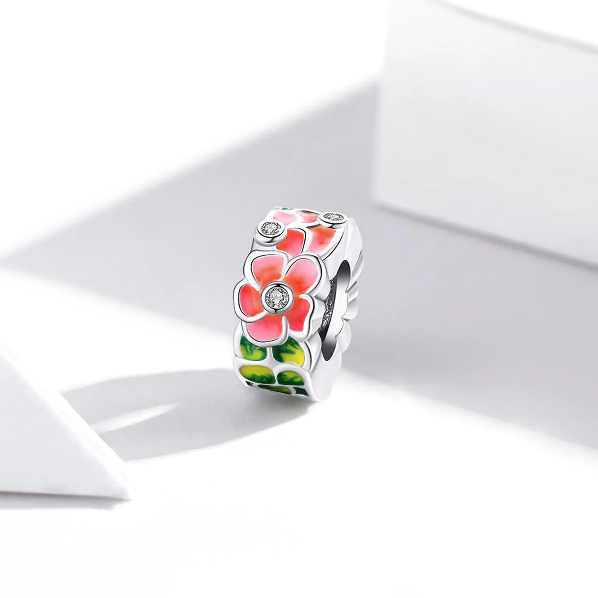 Pandora Style Sølv Fargerike Blomster Spacer Charm - SCC1727