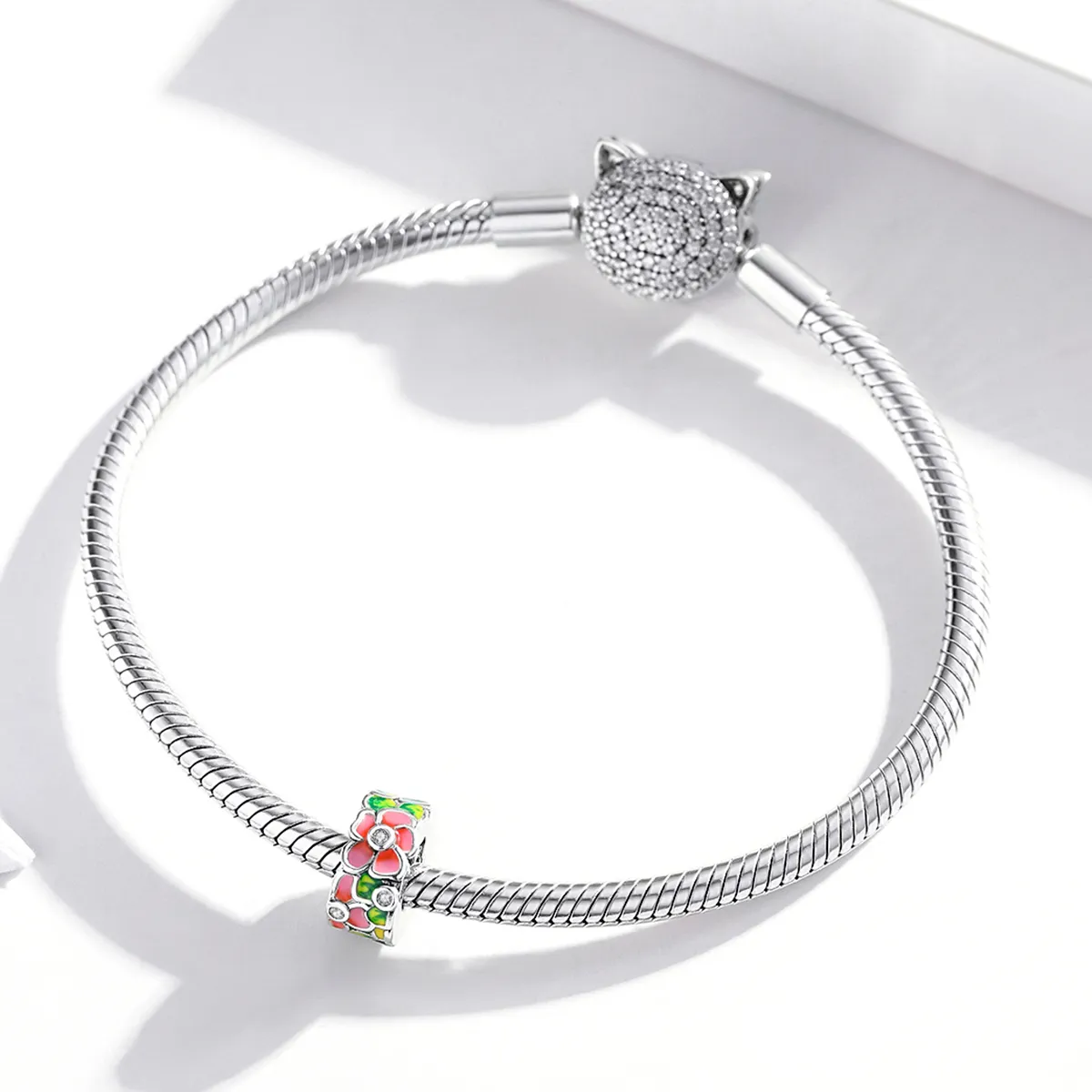 Pandora Style Sølv Fargerike Blomster Spacer Charm - SCC1727