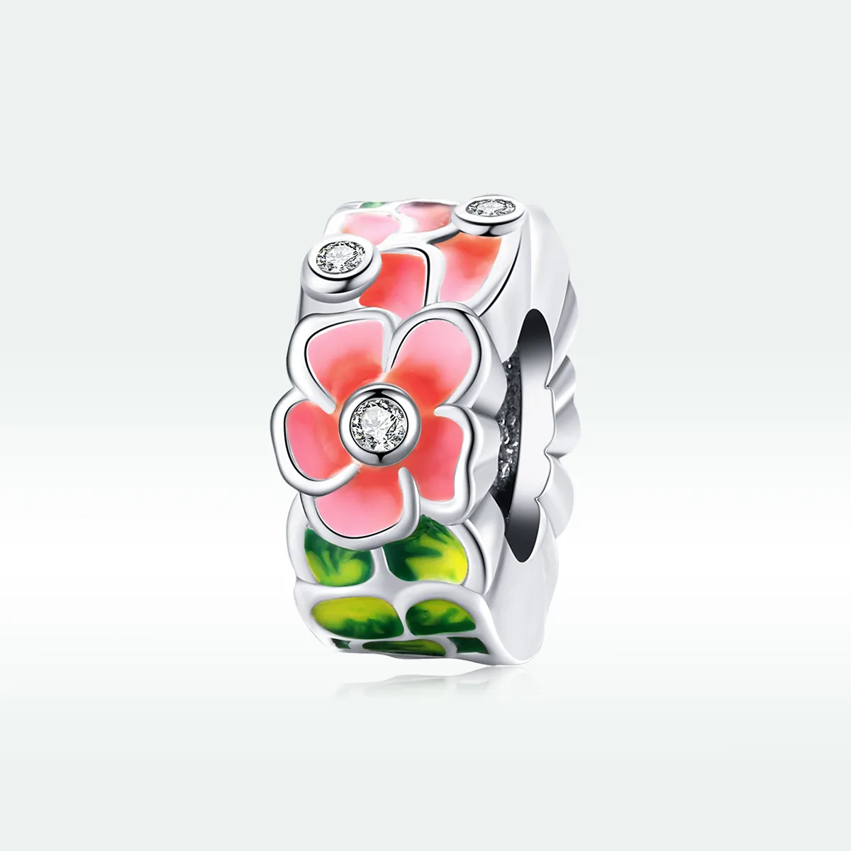 Pandora Style Sølv Fargerike Blomster Spacer Charm - SCC1727
