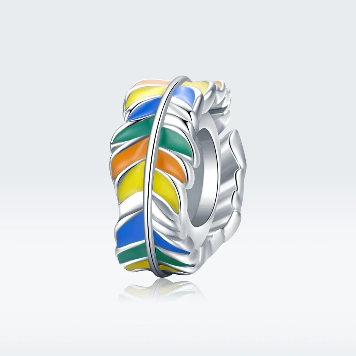 Pandora Style Sølv Fargerike Fjær Spacer Charm - BSC305