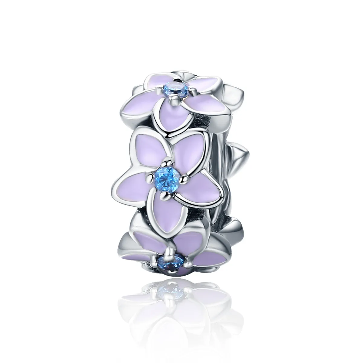 Pandora Style Sølv Lilla Blomster Spacer Charm - SCC601