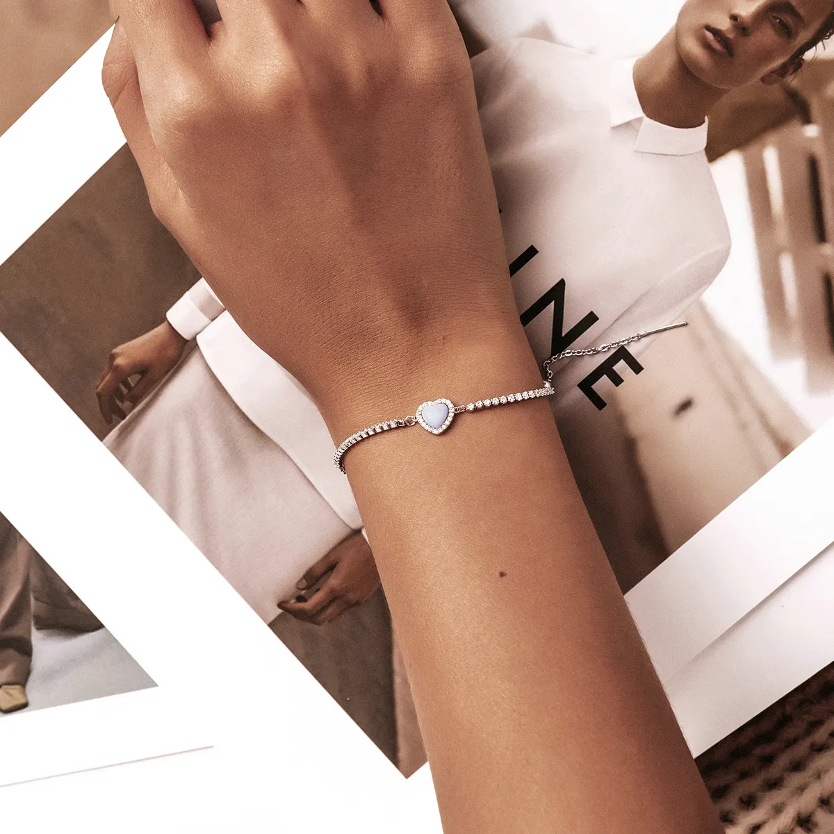 Pandora Style Opal Love Armbånd - BSB086