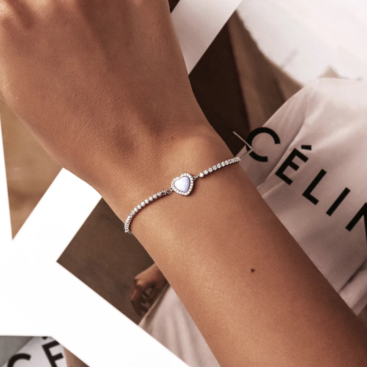 Pandora Style Opal Love Armbånd - BSB086