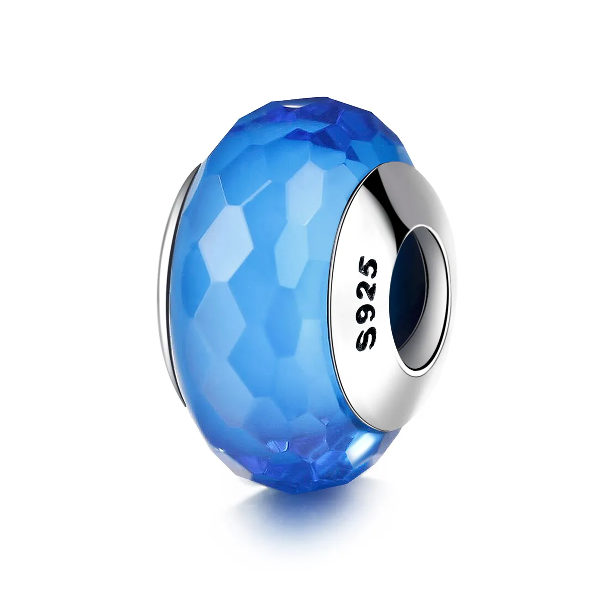 Pandora Style Blå Fasett Murano Glass Perle Charm - SCZ037