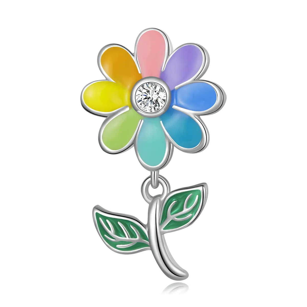 pandora style fargerike solsikke charm scc2088