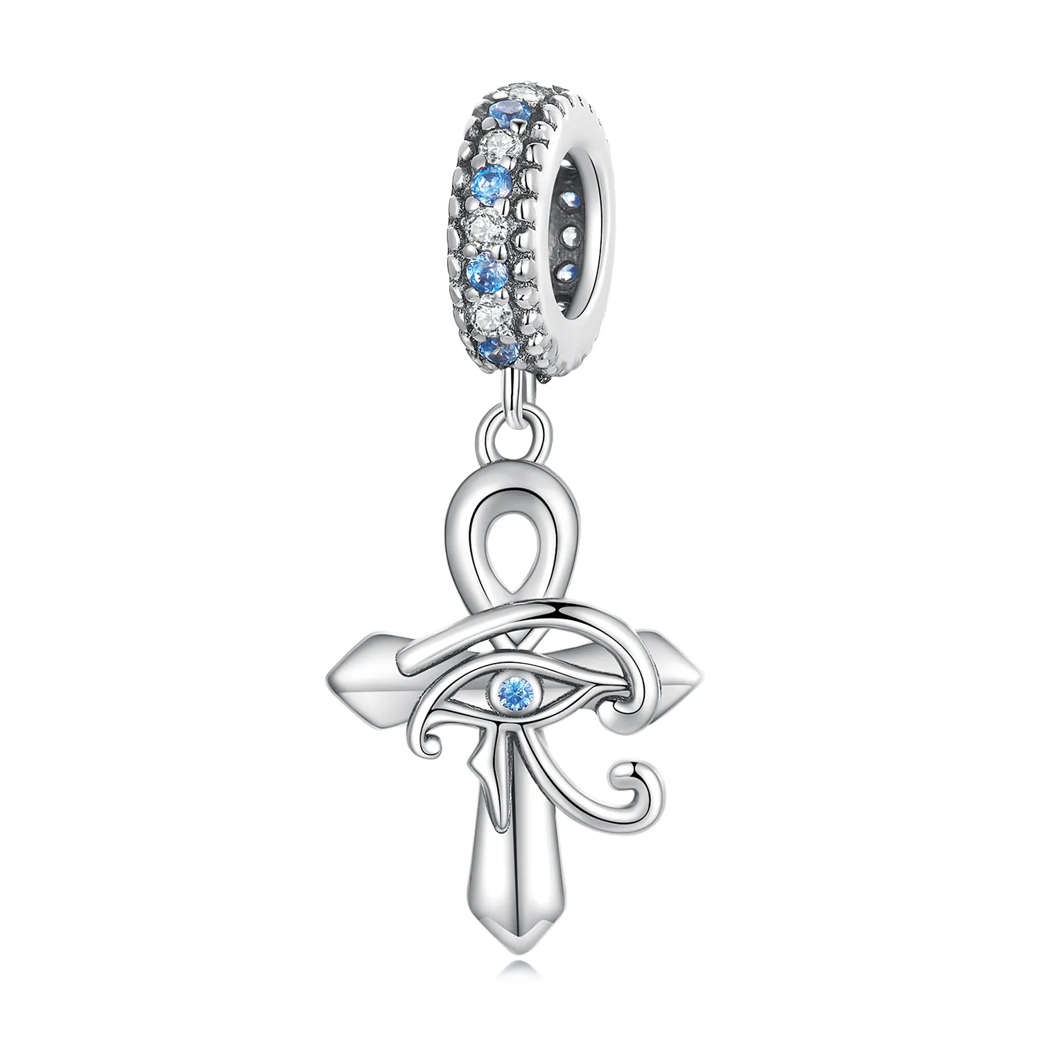 pandora style eye of horus on the cross dangle scc2371