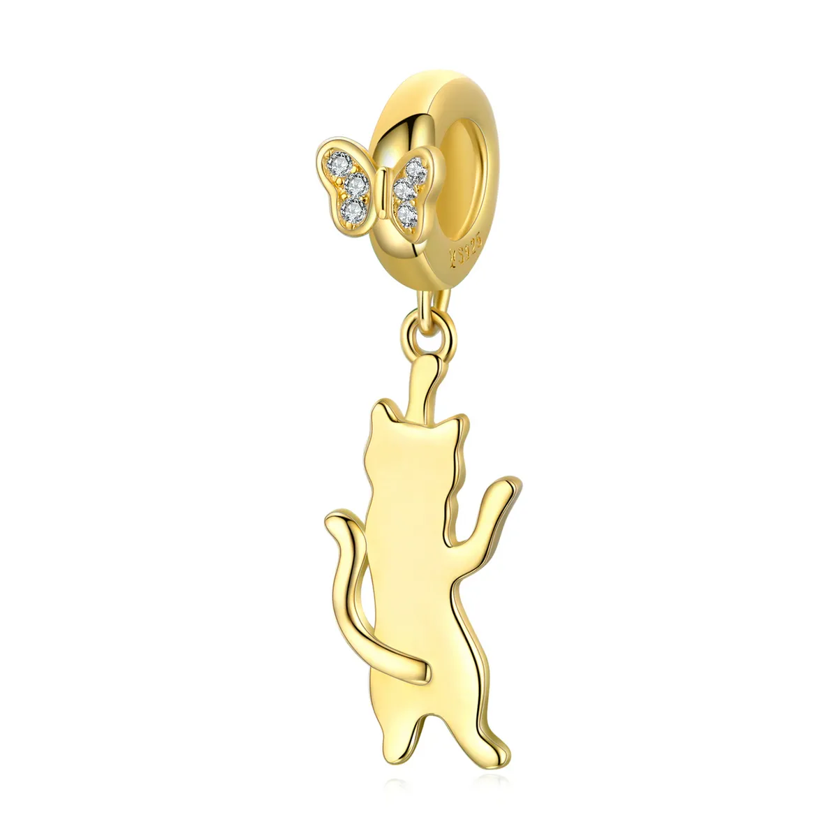 pandora style flutter cat dangle scc2050