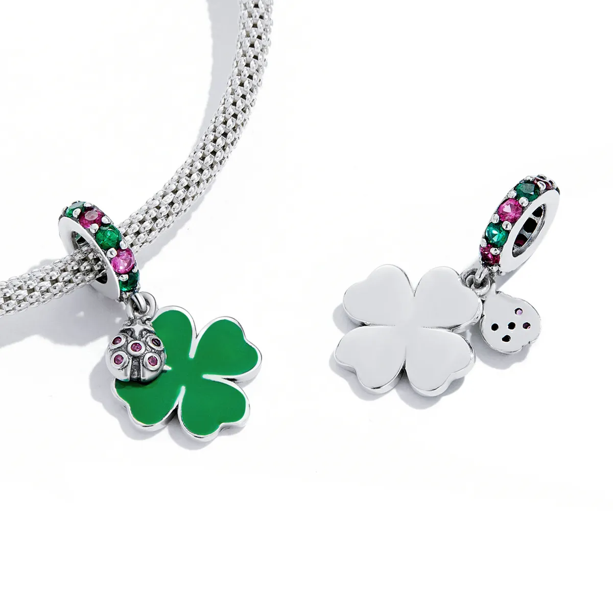 Pandora Style Ladybug Clover Dingle - SCC2187