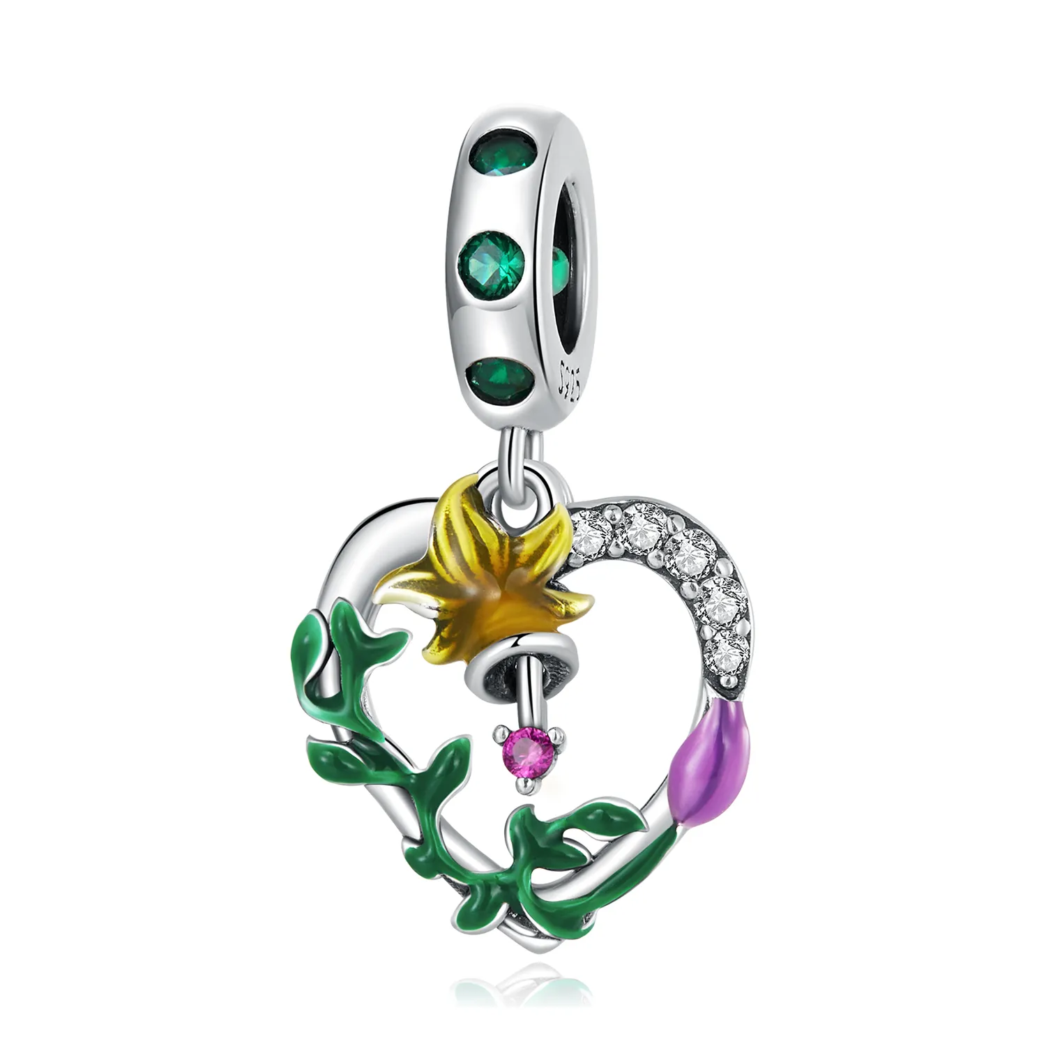Pandora Style Openwork Love Flowers Dingle - SCC2249