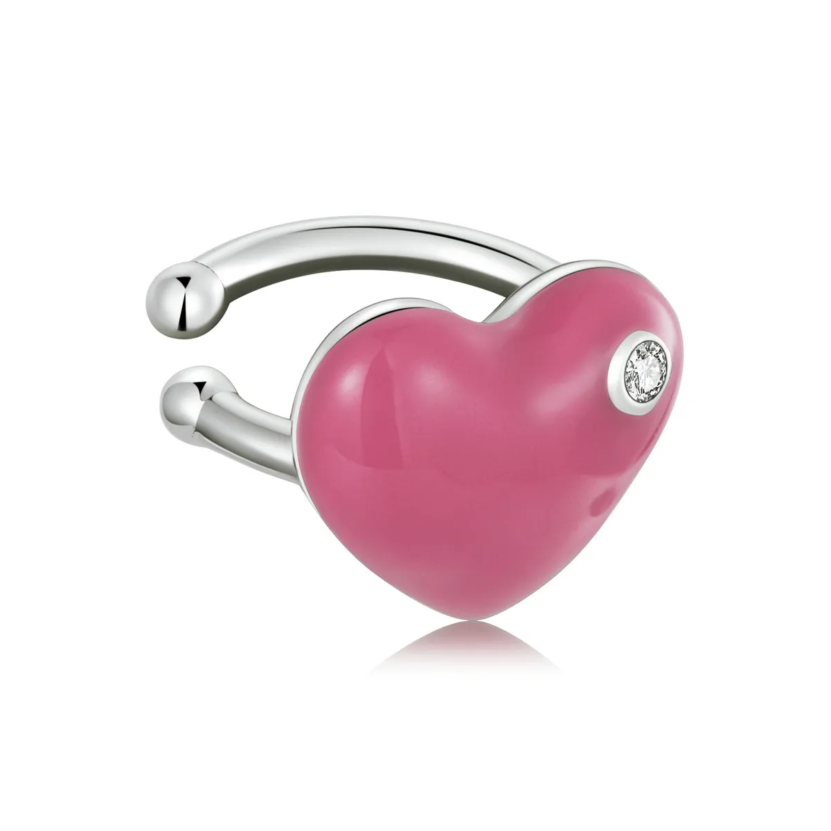 pandora style rose rødt hjerte øreklips sce1362