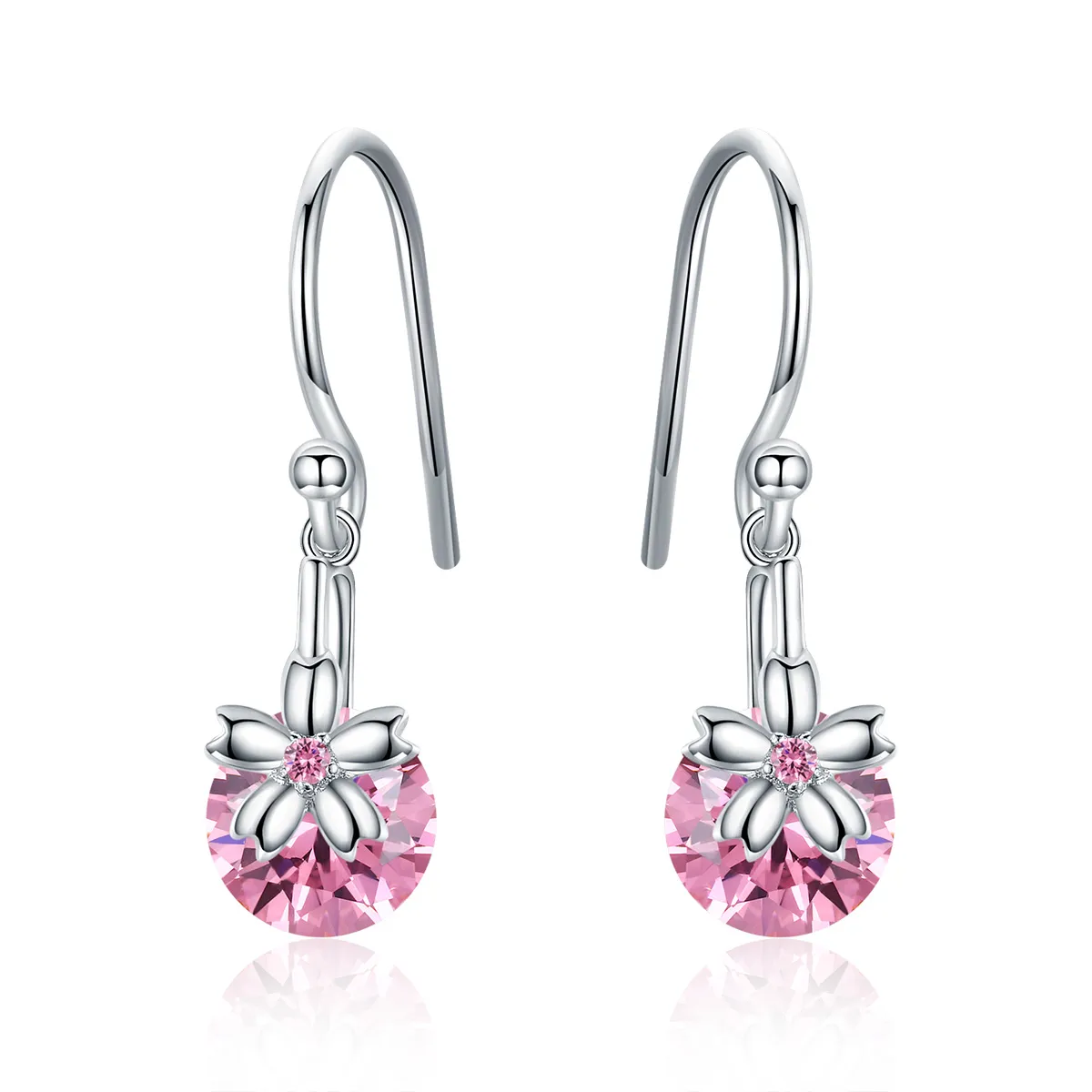 pandora style kirsebærblomster hengende øredobber bse039