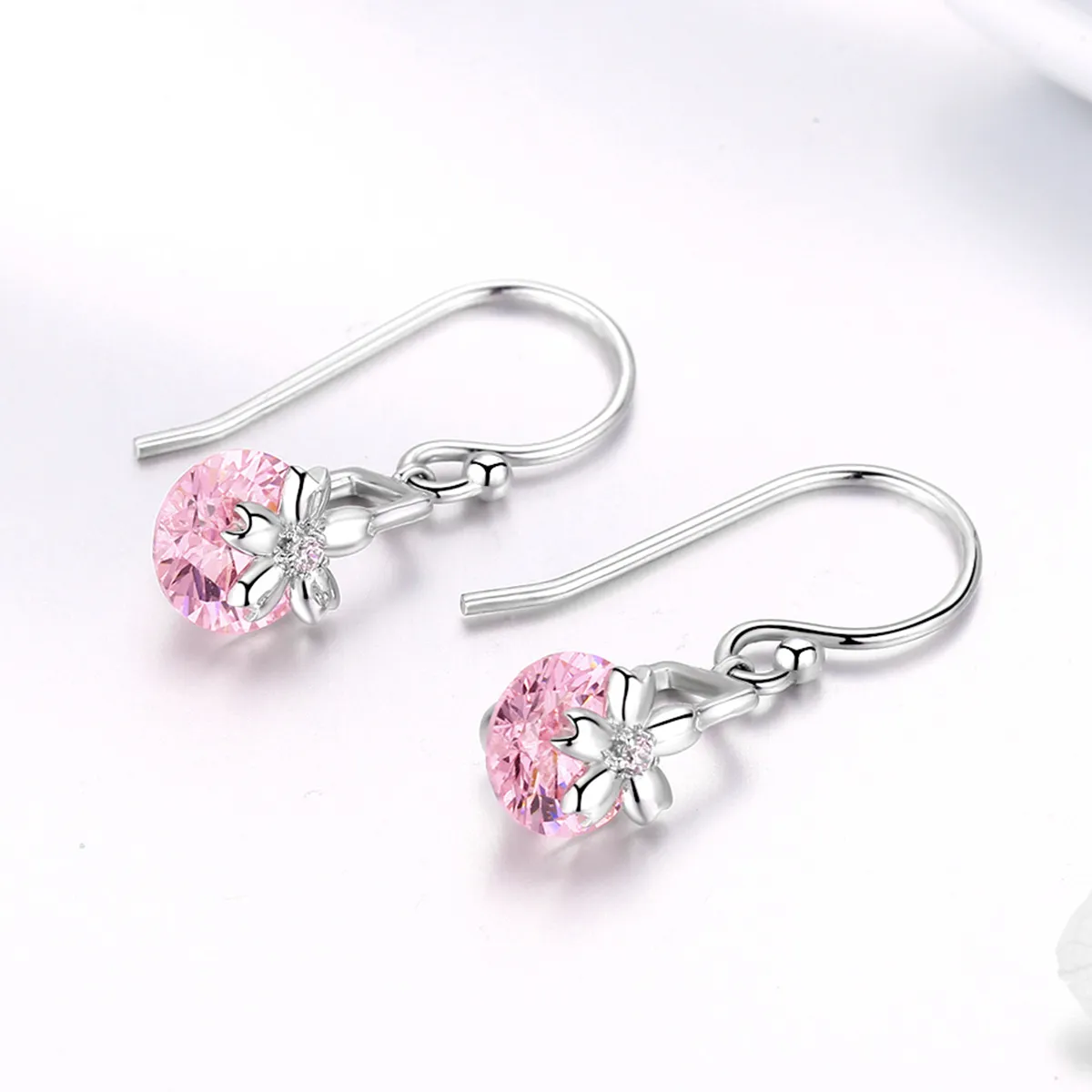 Pandora Style kirsebærblomster hengende øredobber - BSE039
