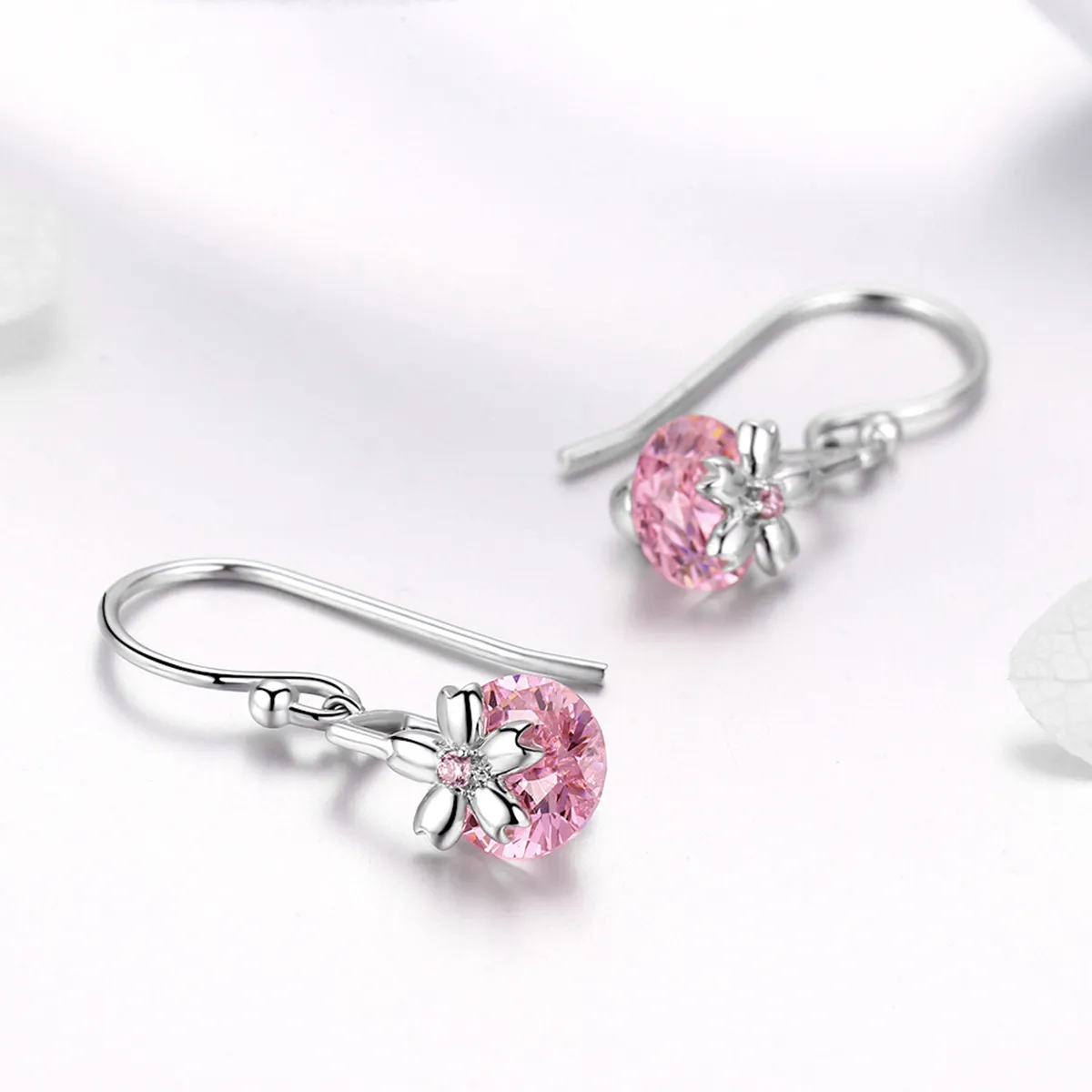 Pandora Style kirsebærblomster hengende øredobber - BSE039