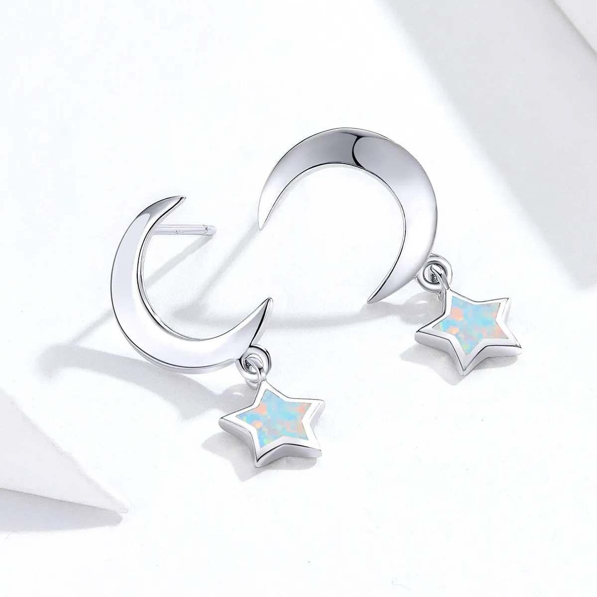 Pandora Style Moon and Star Opal hengende øredobber - SCE707