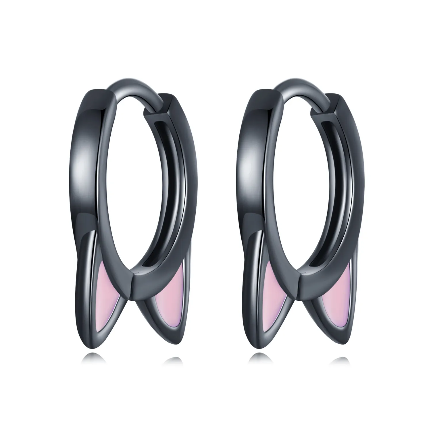 pandora style black cat ears hoop øredobber sce1515