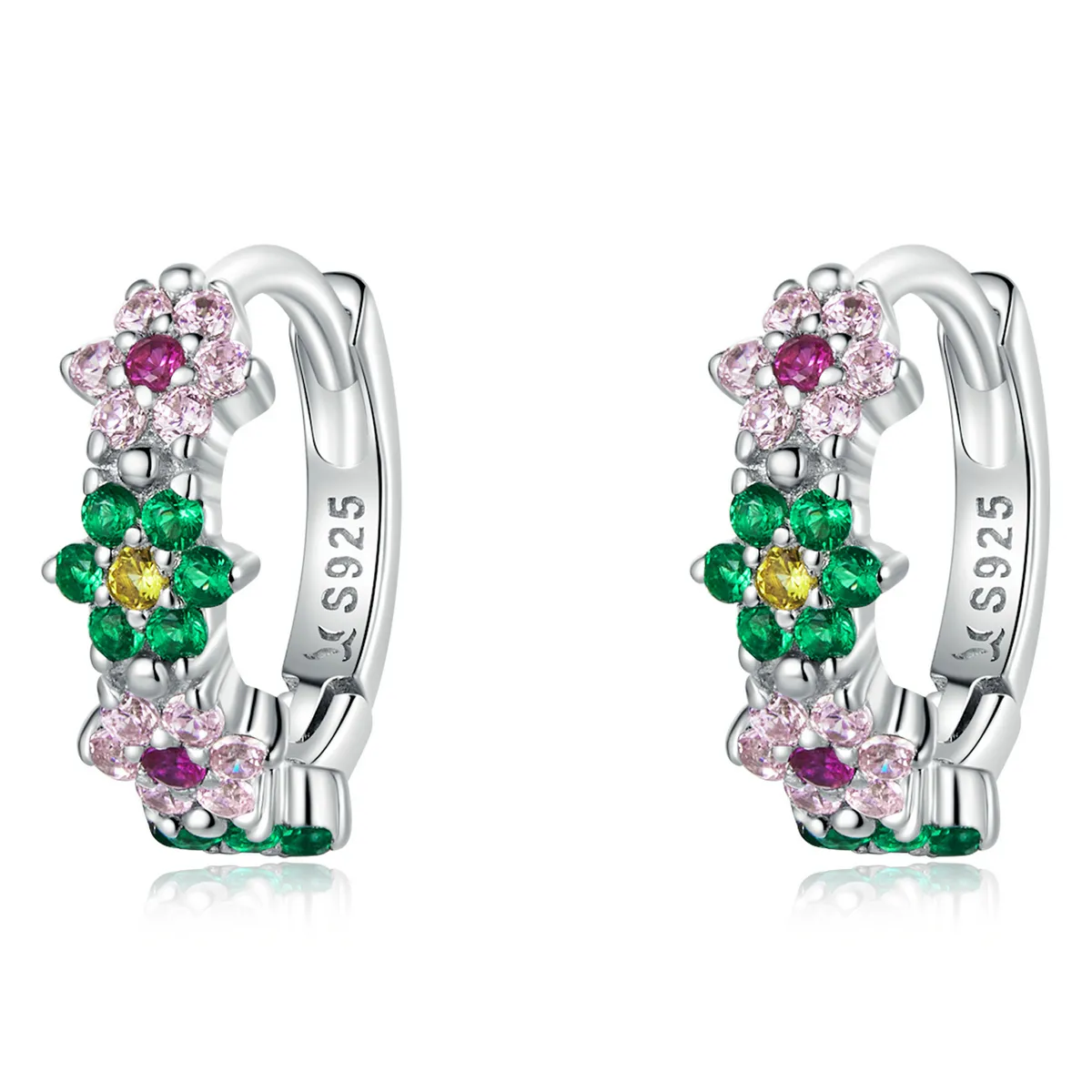 pandora style delicate flowers hoop øredobber sce1320