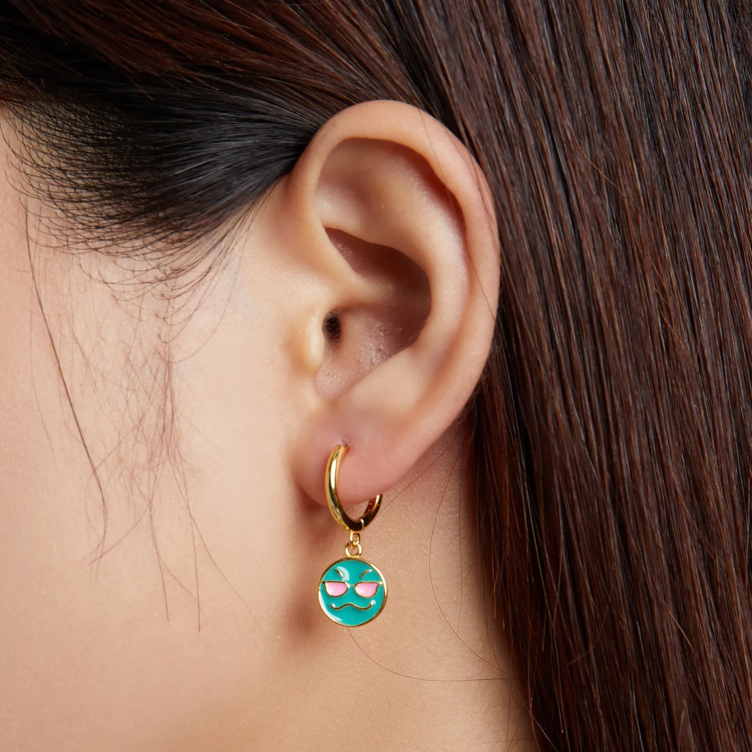 Pandora Style Emoji - Kule Hoop øredobber - SCE1204-B