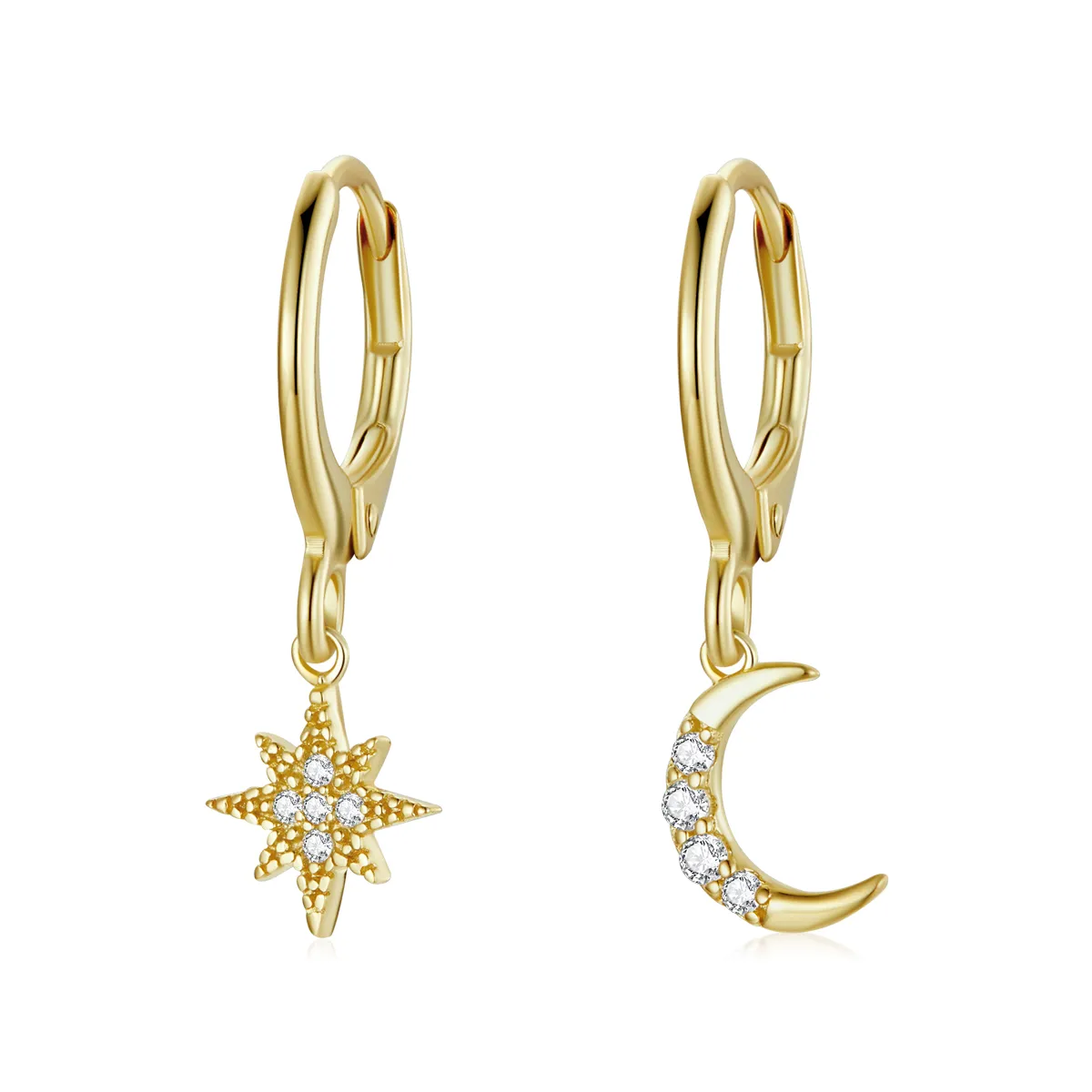 pandora style golden moon hoop øredobber sce1267