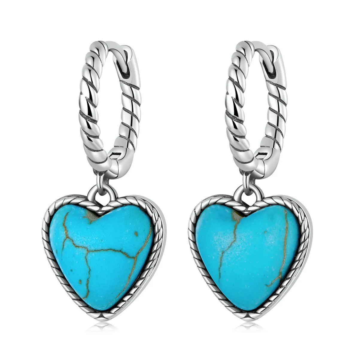 pandora style love turkis hoop øredobber bse589