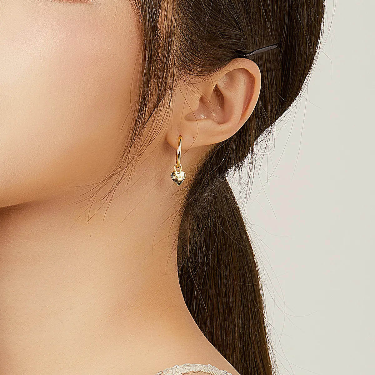 Pandora Style Lucky Rat and Heart Hoop øredobber - BSE344-L